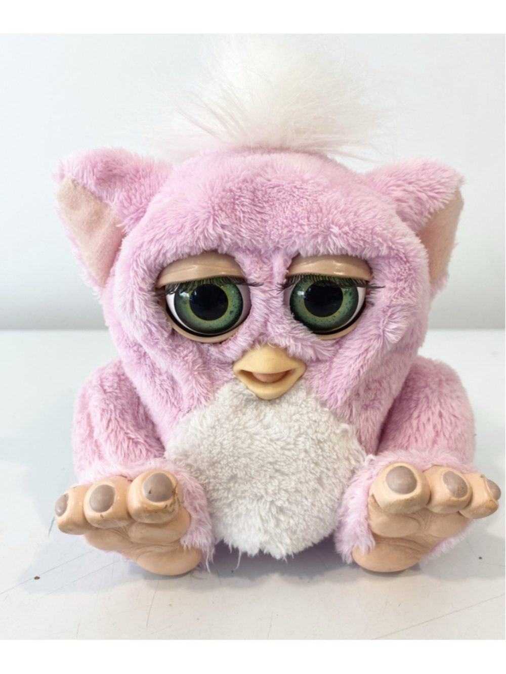 2005 Furby Baby Pink Fur Green Eyes Hasbro Tiger Electronics Vintage Rare Works